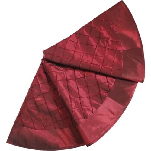 Free Shipping 36"/50" Handcraft pintuck faux silk with Faux Silk border Christmas tree skirt in Burgundy color P4692