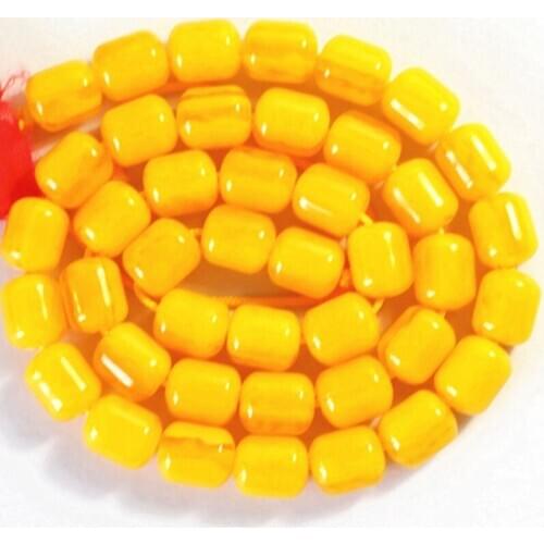 Yellow resin beeswax fashion 8*9mm 9*11mm 10*13mm barrel charms rice spacers loose beads high grade women diy jewelry 15inch B70
