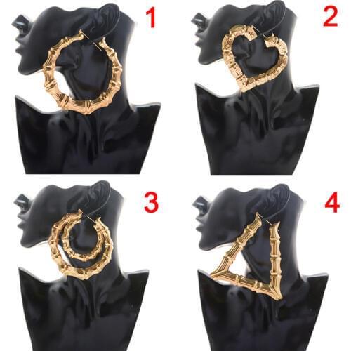 1 Pair Women Hoop Earrings Basketball Wives Earrings Large Gold Color Big Hoop Earring Bamboo Hoop-earring 4 Styles Hot