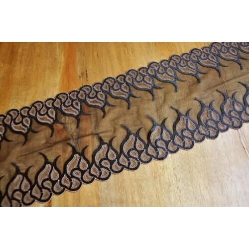 10meters 20cm Wide Lace Trims Cloth Black Embroidery Lace Fabric for DIY Patchwork Women Garment Accessories High Quality