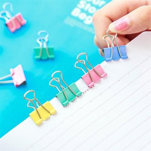 10 pcs/lot Metal Paper Clips 19mm Colorful Candy Color Clip for Book Stationery School Office Supplies High Quality