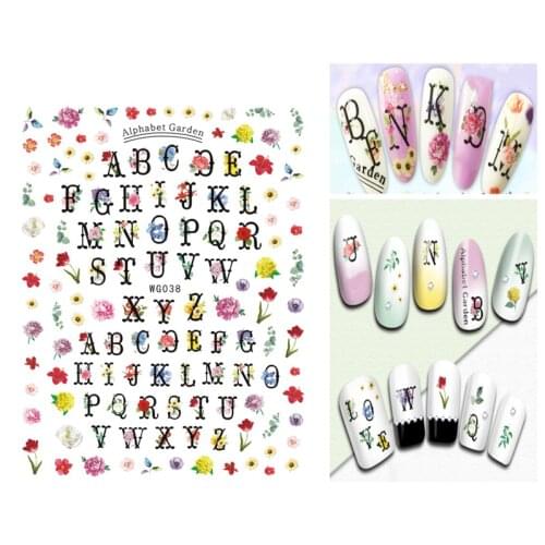 10PCSNnail Art Text Expression Color English Alphabet Stickers Nails Can Spell Name Confession