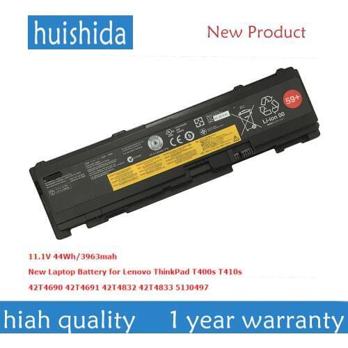 11.1 V 44Wh T400S/42T4690 New laptop battery for lenovo ThinkPad 42T4691 42T4832 42T4833 T400s T410s 51J0497