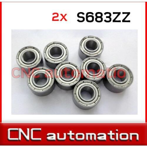 2pcs 683 S683ZZ S683-2Z 3*8*4 Miniature stainless steel deep groove Radial shaft ball bearing