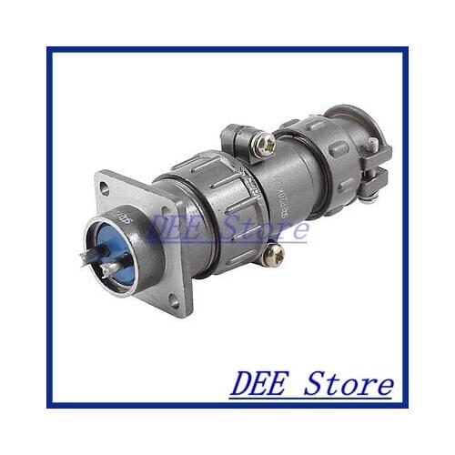 20mm Thread Dia 2P 2 Pin Pannel Connector Aviation Plug Dark Gray AC 250V 5A