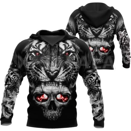 3D Tattoo Skull Tiger All Print Size XS-7XL Hoodie Man Women Harajuku Outwear Zipper Pullover Sweatshirt Casual Unisex Jacket