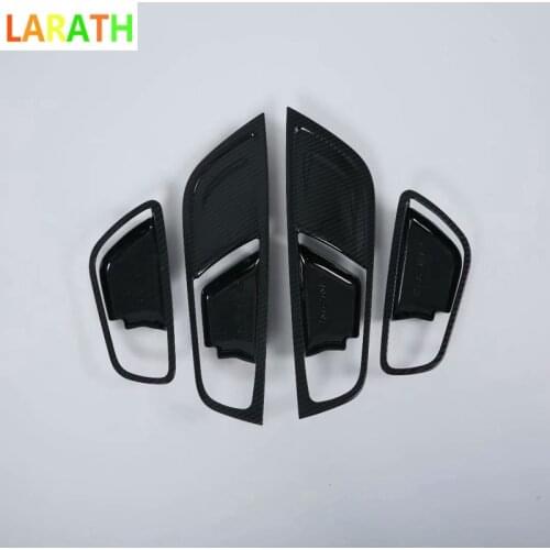 4pcs For Hyundai Kona 2015-2020 ABS Chrome carbon fiber Car Inner Door Handle Box Sequins Internal Door Bowl Stickers Interior