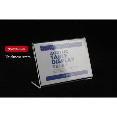 95X70mm 20pcs Tag sign card display stand Acrylic table Desktop Paper Name plate stand L shapeLabel Sign Holder display Stand