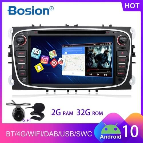 Bosion Car multimedia player Android 10.0 Car DVD for Ford Mondeo Focus S-max Smax Kuga C-max Car Gps navigation autoradio SWC
