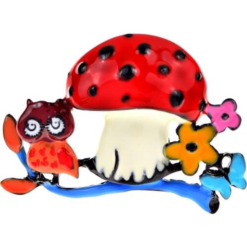 CINDY XIANG Cute Owl Enamel Anime Pins Brooch Creative Plant Vegetable Mushroom And Flower Brooches Accessories Friends Gifts