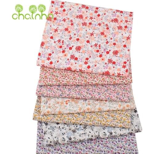 Chainho,Printed Plain Poplin Cotton Fabric,Small Floral Series,DIY Sewing Quilting Material For Baby & Childs Shirt,Skirt,Dress