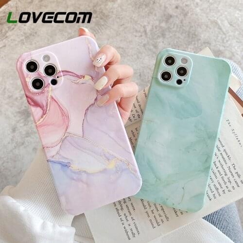 For iPhone 11 Cover Pink & Green Gradient Marble Phone Case For iPhone 12 Pro Max XR X XS Max 7 8 Plus Soft Silicone Back Cover