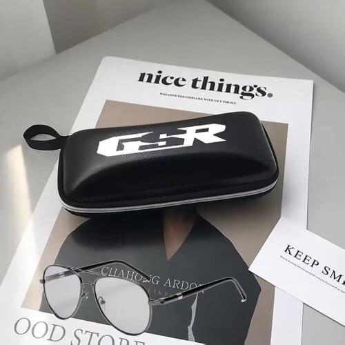Black leather women man glasses Case sunglasses Case Box for Suzuki GSR GSR 750 GSR600 GSR400 GSR750 motorcycle Accessories