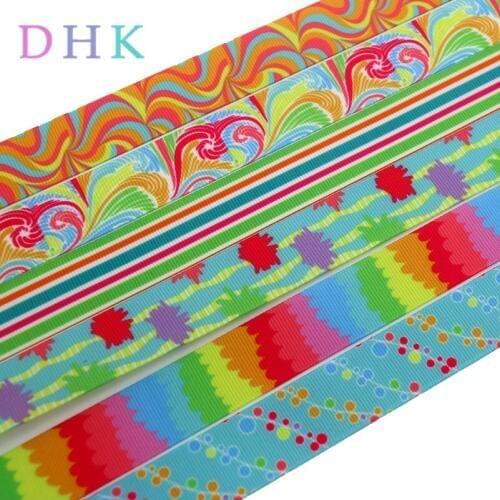 DHK 50yards summer wave pattern printed grosgrain Ribbon Accessory hairbow headwear decoration Wholesale OEM DIY S899