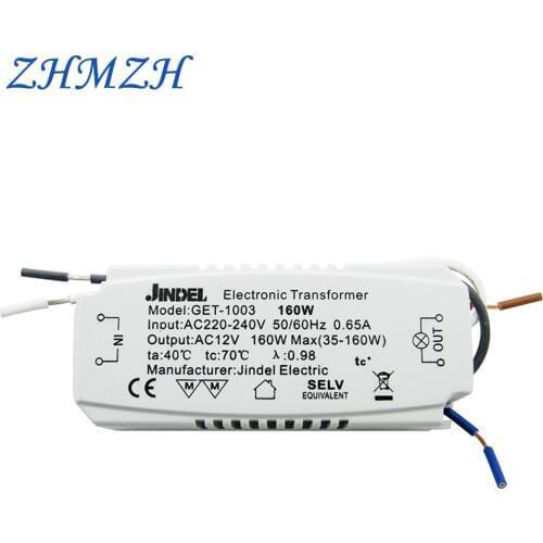 JINDELI AC220V To AC12V Electronic Transformer 60W 105W 120W 160w For G4 Crystal Halogen lamp Bead CE Lighting Transformers