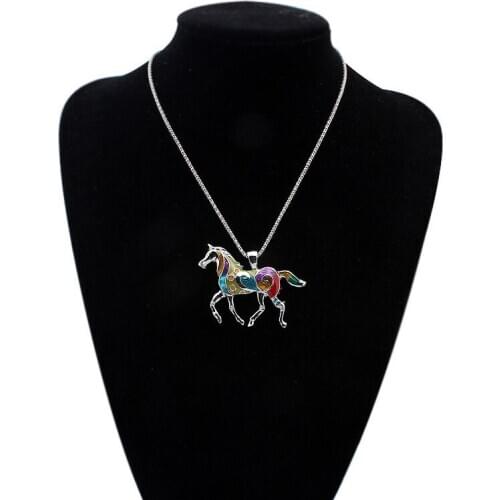 Enamel Alloy Running Horse Jewelry Sets Earrings Dangle Necklace Pendant Choker Gypsy Fashion Animal For Women Girls Teen Gifts