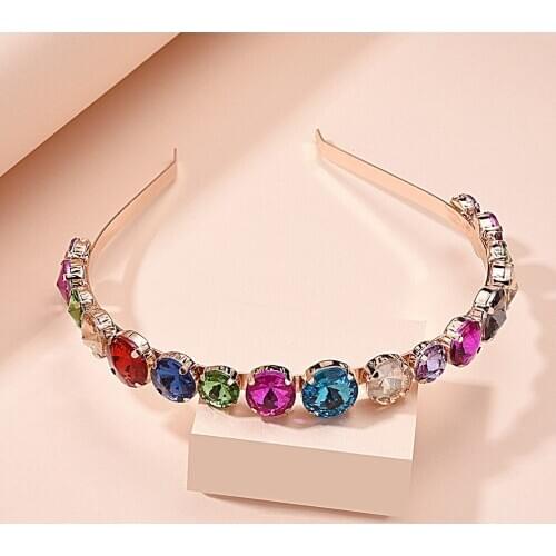 European and American summer fashion simple crystal sweet temperament womens versatile net red metal hair band wholesale