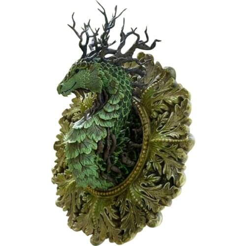 Forest Dragon Resin Figurines Wall Decor for Home Indoor and Outdoor Patio Porch for Dragon Lovers 15x15cm E7