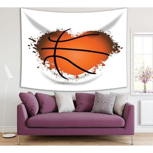 Tapestry Heart Basketball Colorful Design Elements Basketball Poster Artistic Illustration Orange