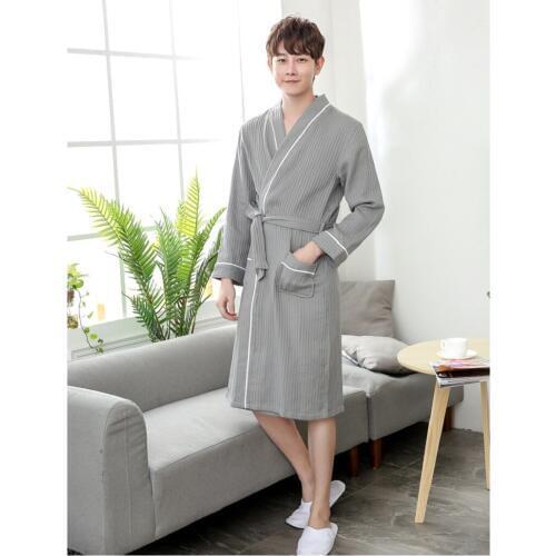 100Cotton Waffle Bathrobe Men Summer home dressing gown Men Robe Bride Male Kimono Thin String Bathrobes Couples Loose sleepwear