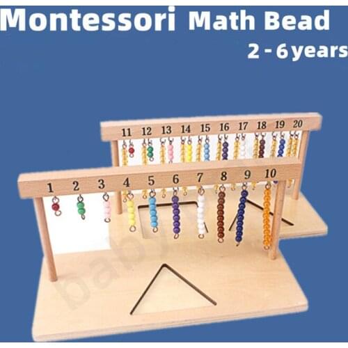 Montessori Beads Toy Teaching Math Toys Digitals Numbers 1-20 Hanger And Color Stairs for Ten Board Preschool School Training