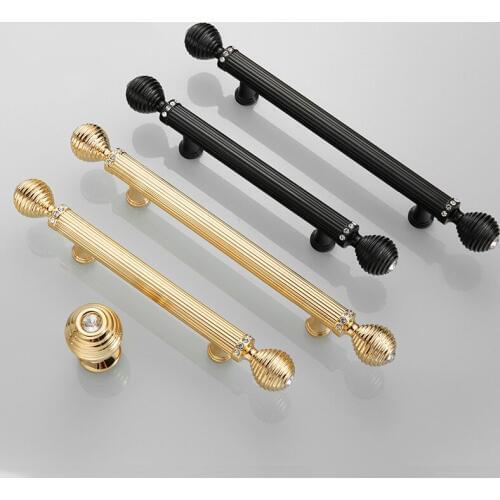 JD Zinc Alloy Gold Cabinet Knobs Black Kitchen Door Handles Drawer Cupboard Door Handle Cabinet Handles for Furniture Hardware