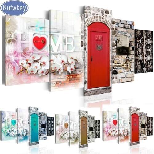 Puzzles rhinestone painting Full square/round drills diamond painting"home sweet home"5pcs pattern mosaic photo house flower art