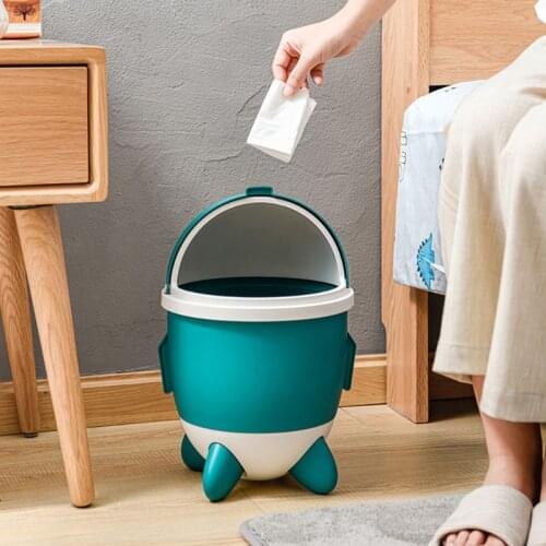 Creative Rocket Trash Can Household Rubbish Bin Plastic Storage Bins for Kitchen Bathroom Living Room Office Decoration