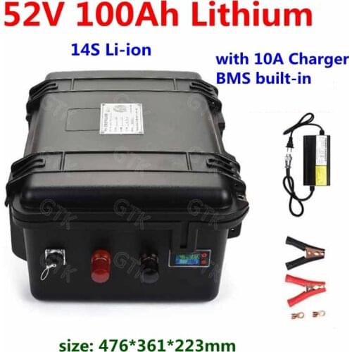 52V 14S 100Ah Lithium Li ion battery pack wih BMS for 3000W elctric truck solar street lamp energy storage UPS +Charger