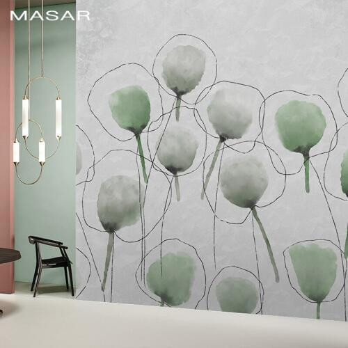 MASAR cartoon plant flower custom mural ink color background wall paper childrens room bedroom wallpaper Flower ball