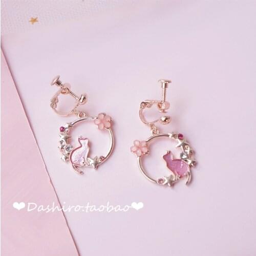Soft sister cherry ring cat sailor moon month hare Ear clip earrings jewelry women party birthday Cosplay exhibition