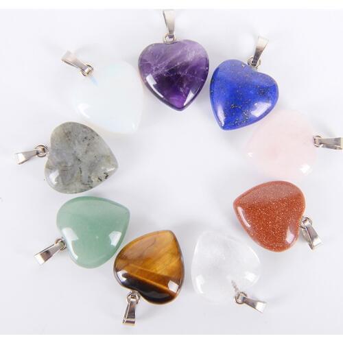 Natural Love Heart Necklaces & Pendants for Lover Gem Stone Pink Quartz White Crystal Healing Necklace Charm Jewelry D148A