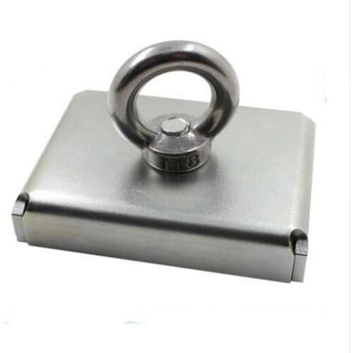 75*55*15 Neodymium Iron Boron Block Magnet 75x55x15 Circular Eyebolt Ring Magnet For Salvage Tool 75 x 55x 15 mm (steel case)