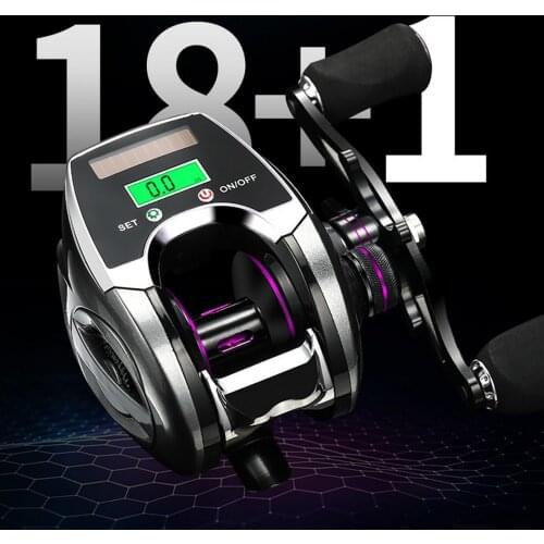 New 18+1 Bearing Left/Right Hand Fishing Reels Electronic Digital Display Baitcasting Wheel Line Counter Baitcasting Reel 8.0:1