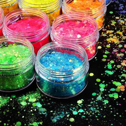 Chunky Glitter Mermaid Mix Hexagon Sequins For Nail Art Decorations Sparkly Bulk 3D Flakes Manicure Gel Charms Nails Accessories
