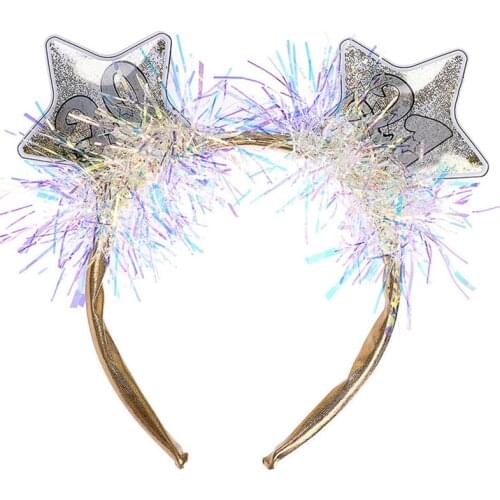 Silver Star 2021 New Year Decoration Head Band Props Headdress Party New Years Eve Decorations Supplies nn107