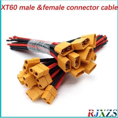 XT60 Male Female 100mm /150mm 3135#14AWG Wire Red Black Double Cables Converter wires Yellow Connector