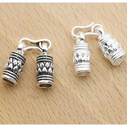 Fashion 925 Sterling Silver Lotus Pattern Bracelet End Cap Cord Hooks DIY Clasp Buckle Bracelets Connectors For Jewelry Findings