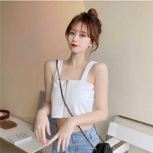 Vest Both Sides Can Be Worn Womens Wear Female Summer Solid Zipper Short Tank Tops Fashion Solid CasualSlim Party Skinny