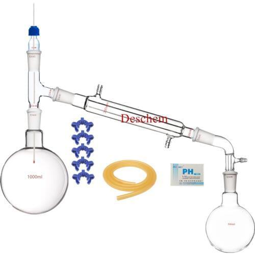 1000ml,24/29,Glass Distillation Apparatus,Laboratory Vacuum Distill Devise Kit
