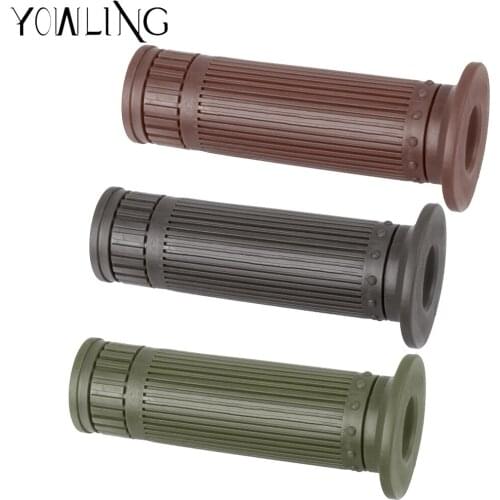 Universal 2pcs 7/8'' Black Brown Vintage Rubber Motorcycle Handle Grips Cafe Racer Handlebar Grips For Moto Scooter Accessories