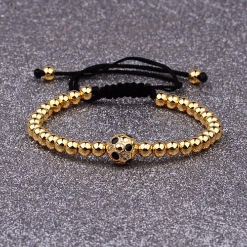 2021 Charm Bracelet Copper Gold Color Football Ball Braiding Adjustable Bracelet Friendship Bracelet Men Jewelry