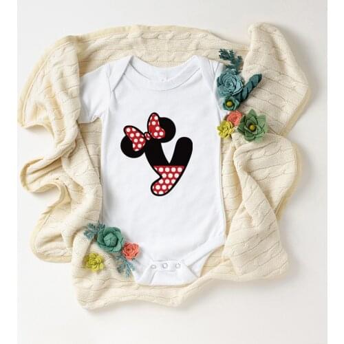 2021 Baby Clothes Summer White Baby Girls Boys Rompers Minnie Mouse Alphabet ABC Printed Newborn Bodysuits Jumpsuits Baby