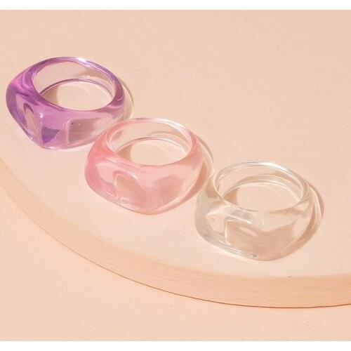 2021 Ins Transparent Purple Acrylic Irregular Minimalism Finger Rings Trendy Korean Fashion Women Party Jewelry