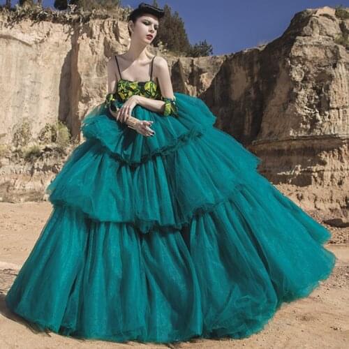 2021 Couture Women Skirts Very Lush Ruffles Tiered Long Bridal Skirts Ruffles Tiered Puffy Tulle Women Skirt Birthday Elastic