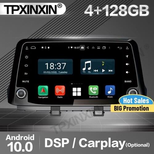 4+128G Carplay Car Radio 2 Din Stereo Receiver Android For Hyundai Kona 2017-2018 GPS Navigation Player Audio Recorder Head Unit