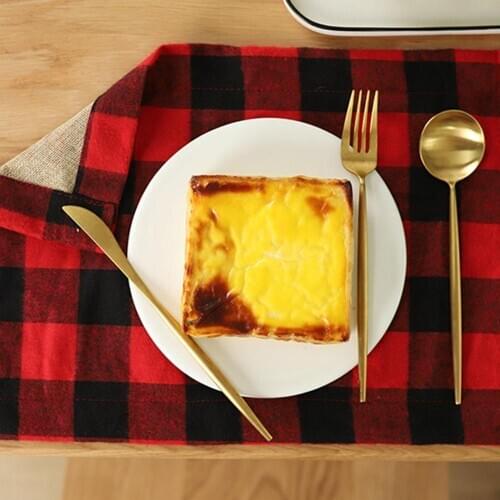 6Pcs/Bag Plaid Cotton Placemat Classic Fashion Style Red Lattice Table Mats Napkins Tableware Kitchen Tool Christmas Decoration