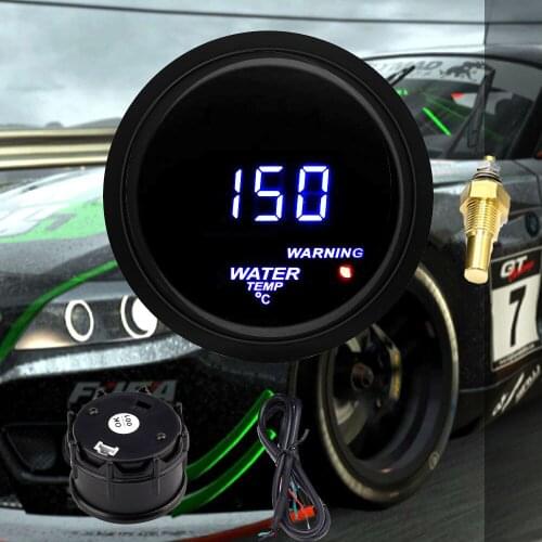 12V Car Auto Digital 2" 52mm Water Temp Gauge With Sensor Smoke Lens water Temperature Meter with sensor adapter
