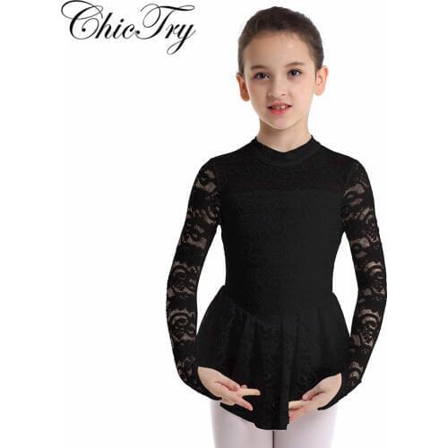 Girls Ballet Tutu Leotard Dress Floral Lace Ballet Dance Gymnastics Leotard Figure Ice Skating Roller Skating Performance Dress