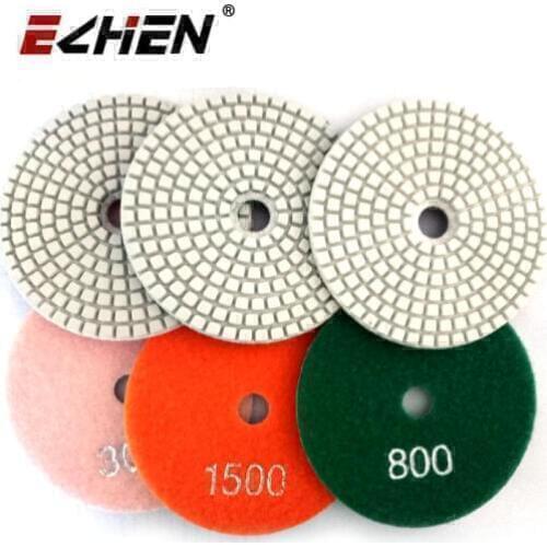 White 7 step diamond polishing pads Wet use For Granite Marble quartz resin bond flexible polish pads velcro backed